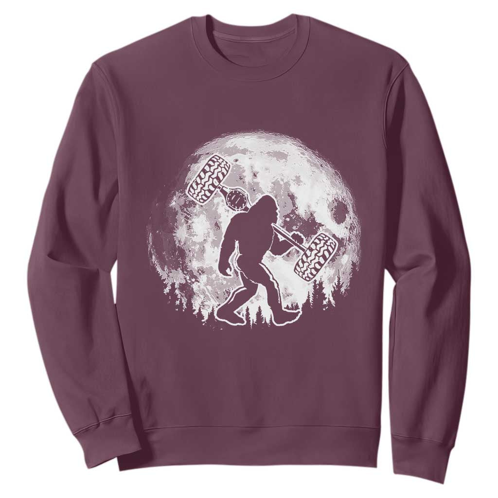 Funny Bigfoot Offroad Car Night Stroll Adventure Sweatshirt TS11 Maroon Print Your Wear