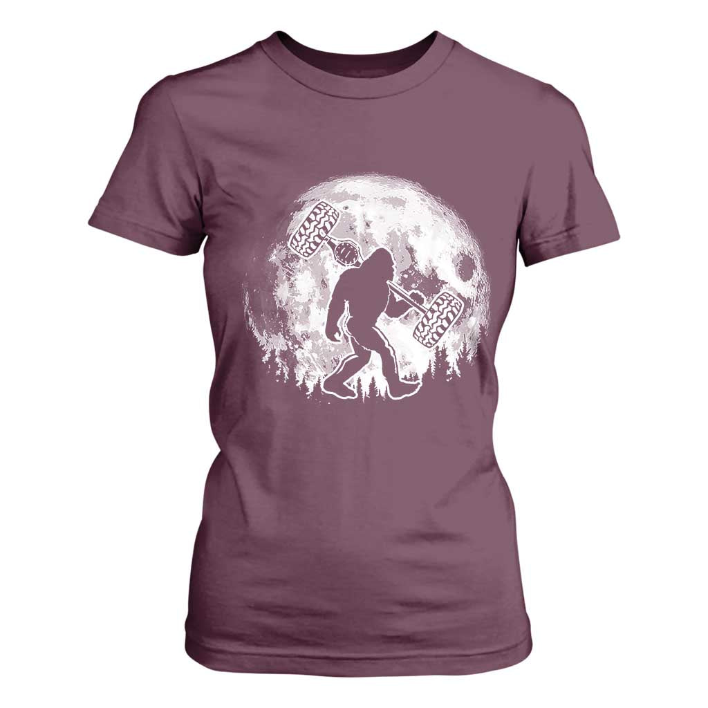 Funny Bigfoot Offroad Car Night Stroll Adventure T Shirt For Women TS11 Maroon Print Your Wear
