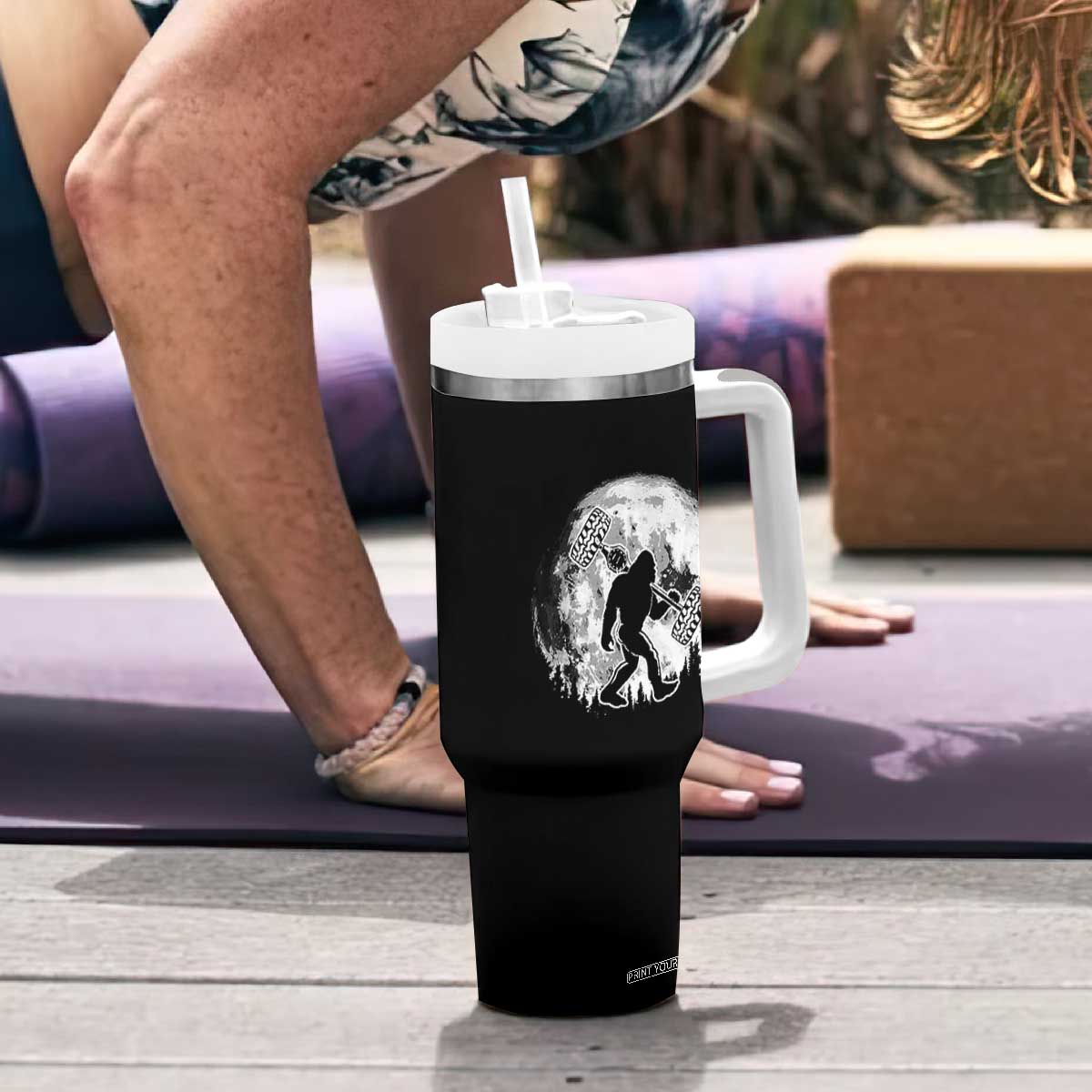 Funny Bigfoot Offroad Car Night Stroll Adventure Tumbler With Handle TS11 Print Your Wear