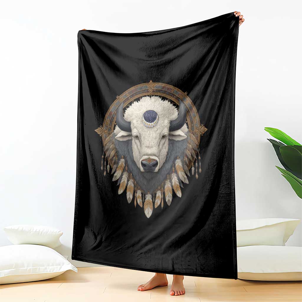 Native American White Buffalo And Eagle Feathers Throw Blanket TS11 Print Your Wear