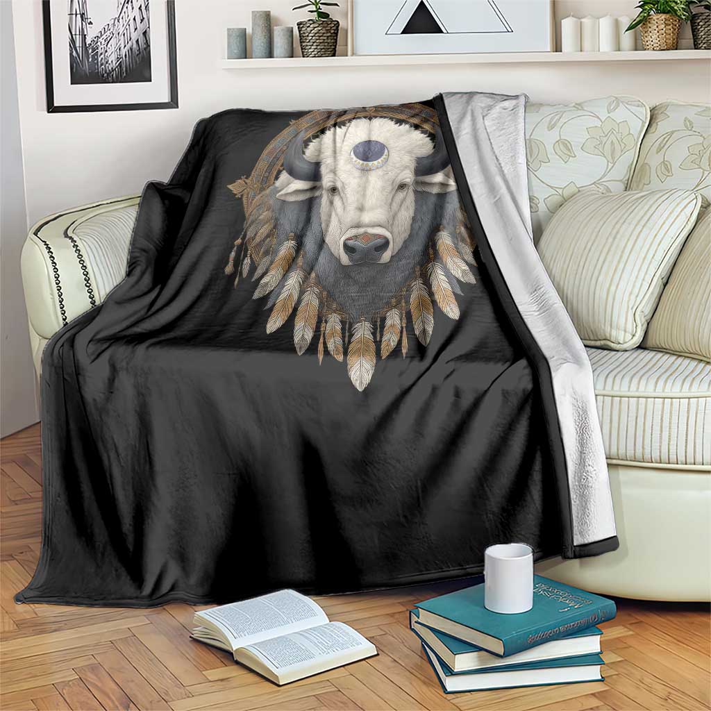 Native American White Buffalo And Eagle Feathers Throw Blanket TS11 Print Your Wear
