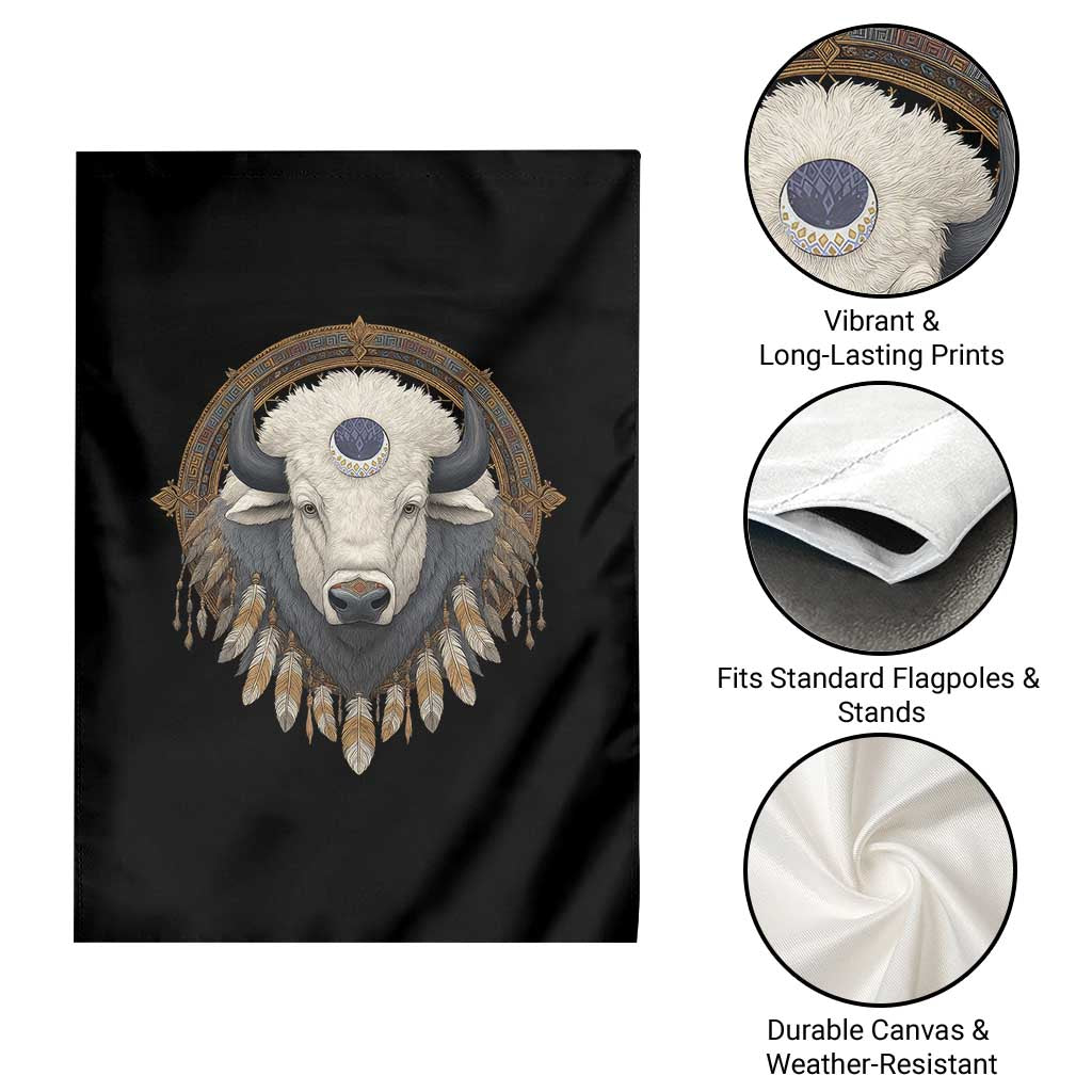 Native American White Buffalo And Eagle Feathers Garden Flag TS11 Print Your Wear