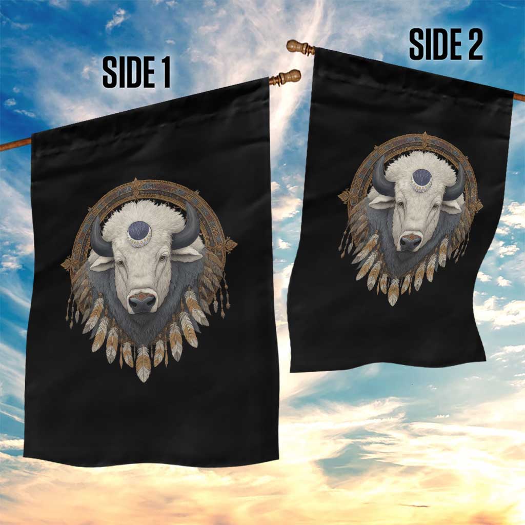 Native American White Buffalo And Eagle Feathers Garden Flag TS11 Print Your Wear