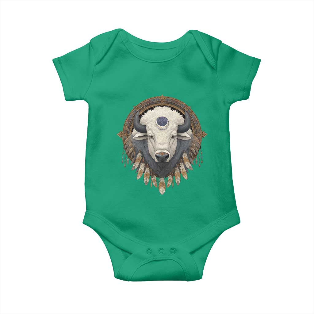 Native American White Buffalo And Eagle Feathers Baby Onesie TS11 Irish Green Print Your Wear