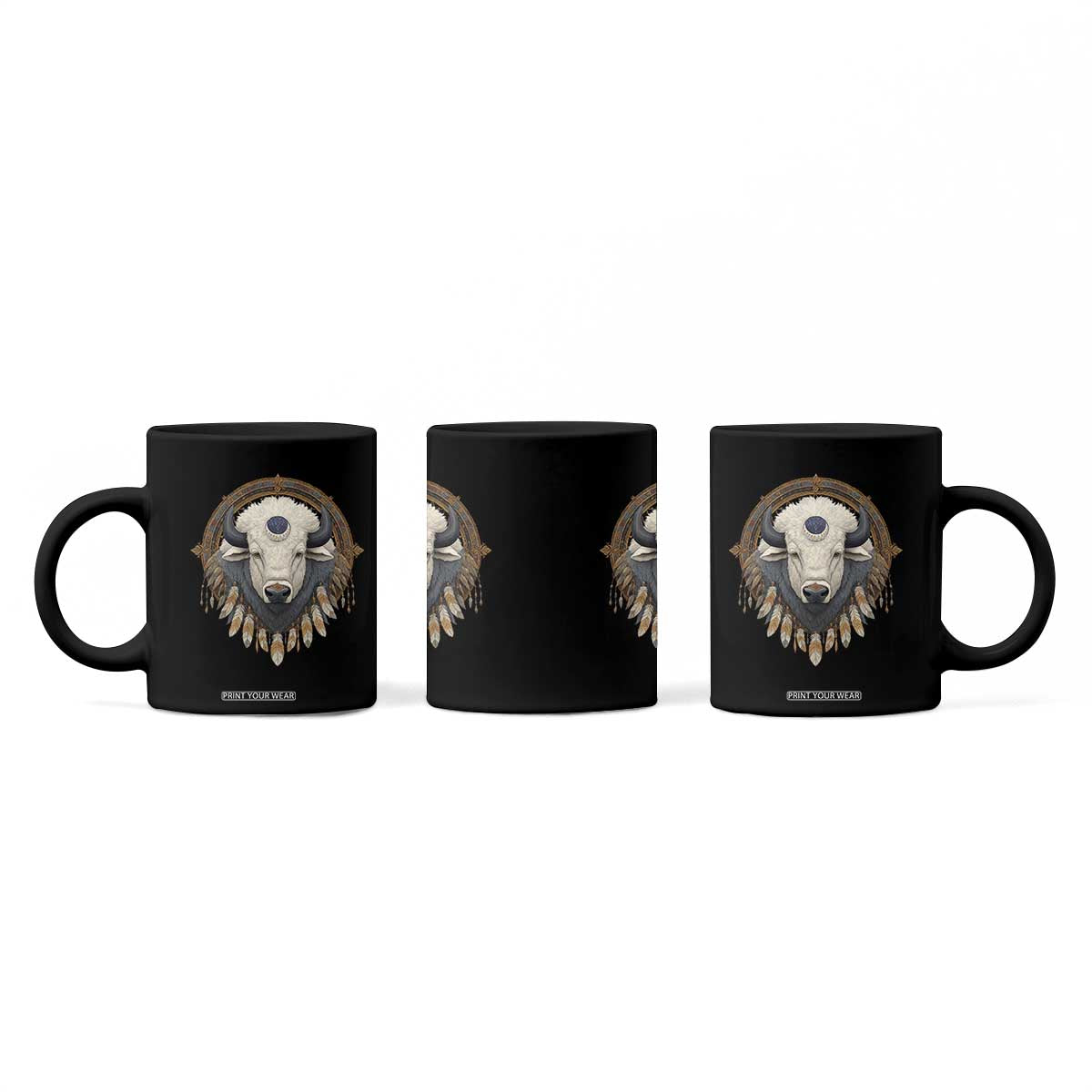 Native American White Buffalo And Eagle Feathers Coffee Mug TS11 Print Your Wear