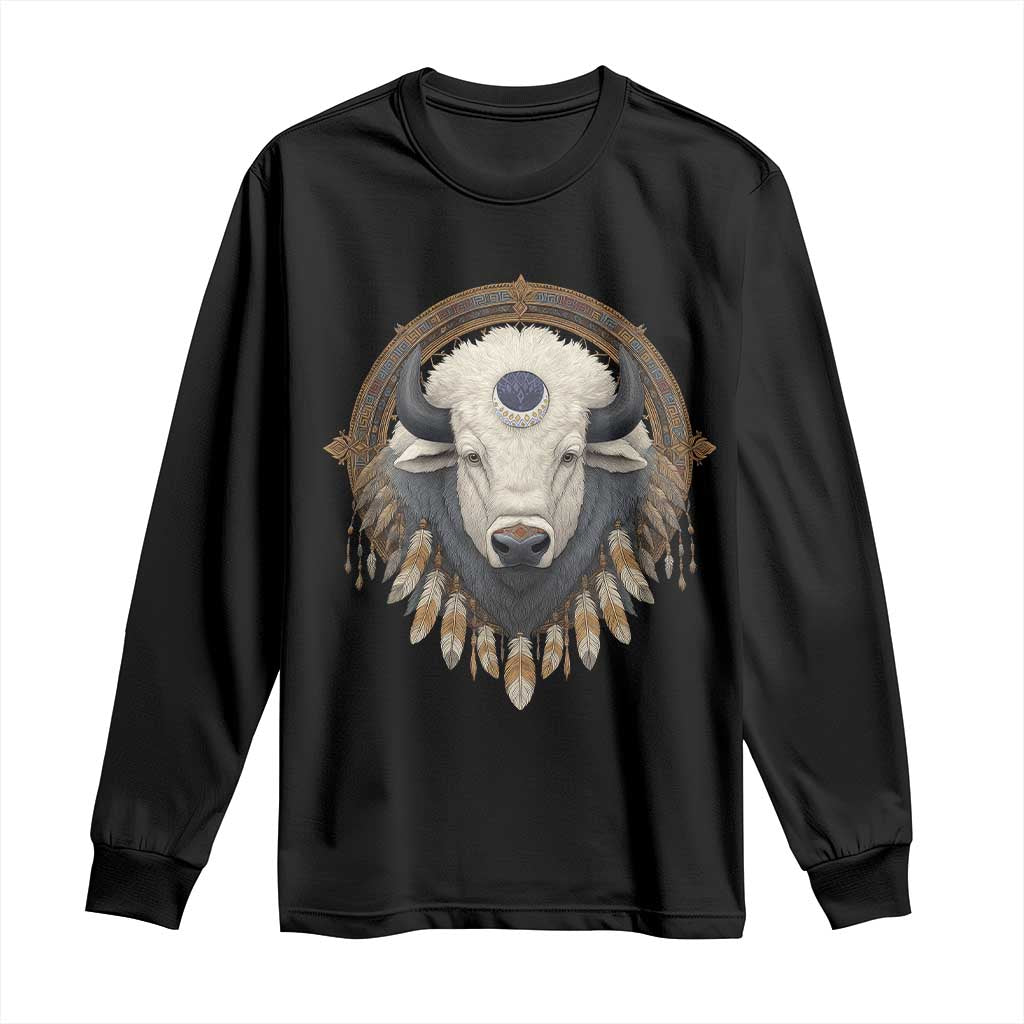 Native American White Buffalo And Eagle Feathers Long Sleeve Shirt TS11 Black Print Your Wear