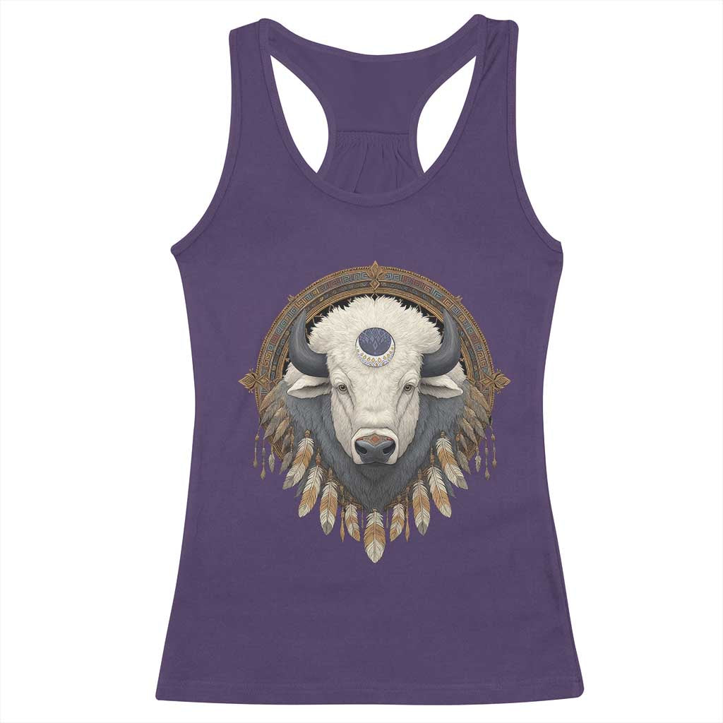 Native American White Buffalo And Eagle Feathers Racerback Tank Top TS11 Purple Print Your Wear