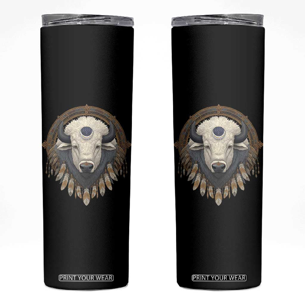 Native American White Buffalo And Eagle Feathers Skinny Tumbler TS11 Black Print Your Wear