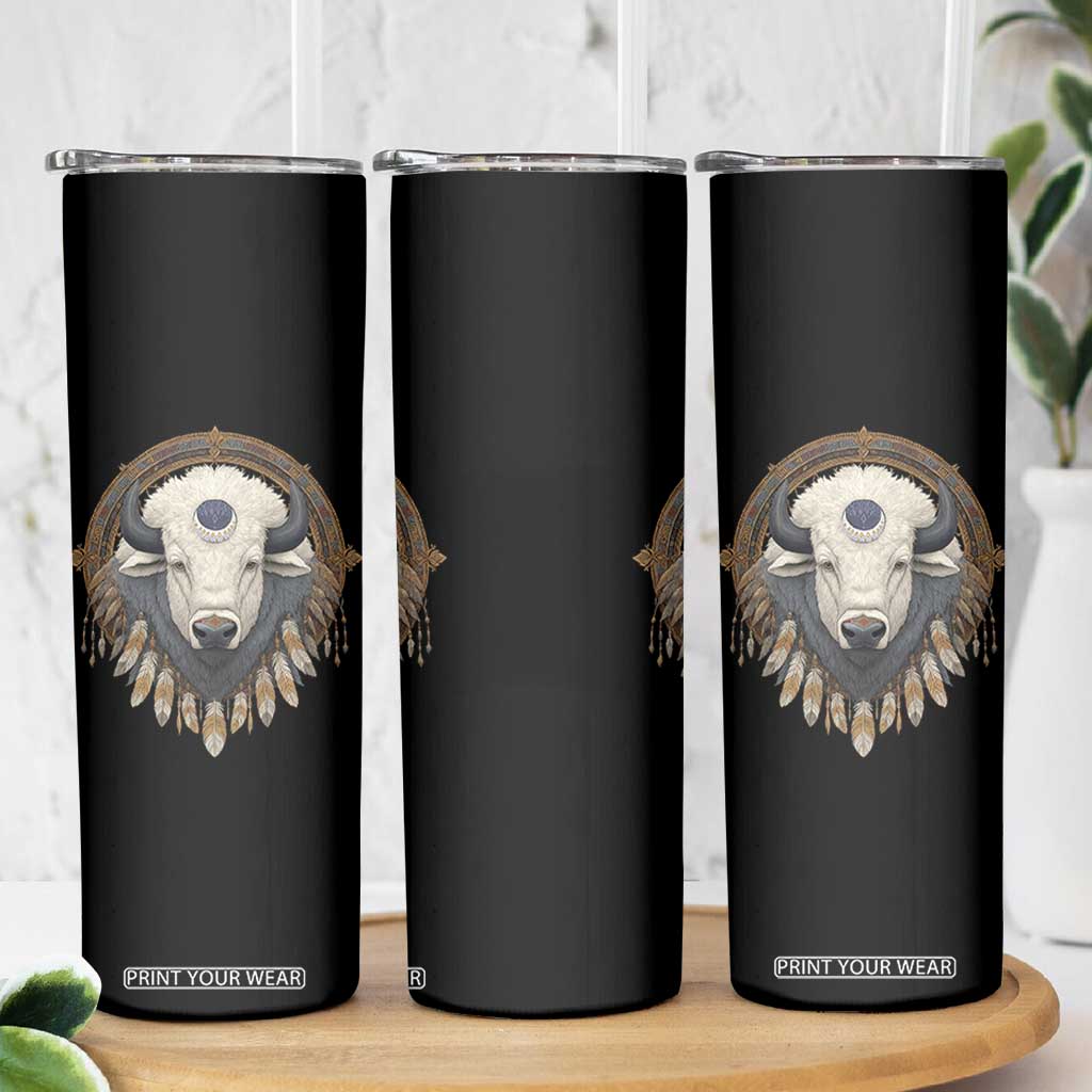 Native American White Buffalo And Eagle Feathers Skinny Tumbler TS11 Print Your Wear