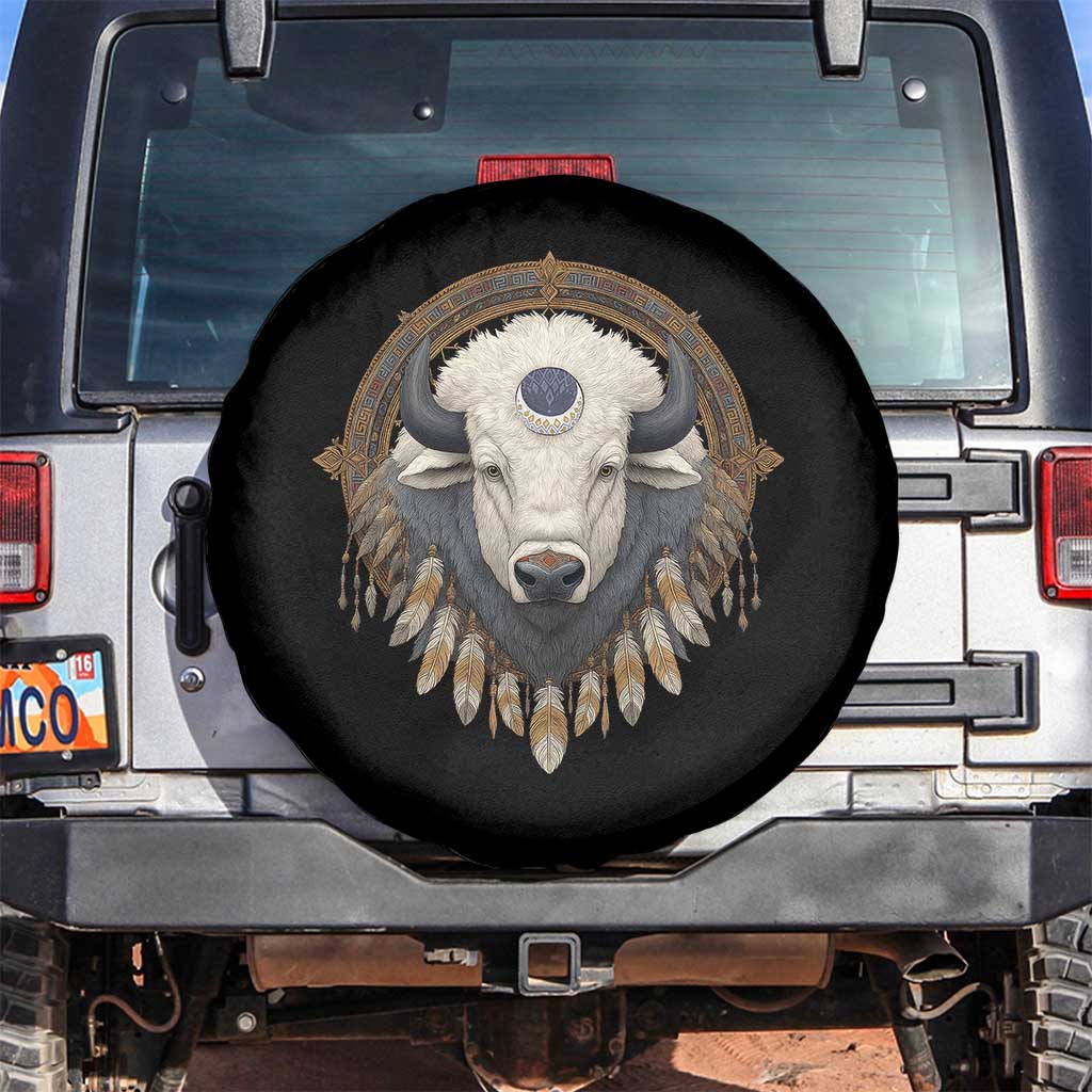 Native American White Buffalo And Eagle Feathers Spare Tire Cover TS11 No hole Black Print Your Wear