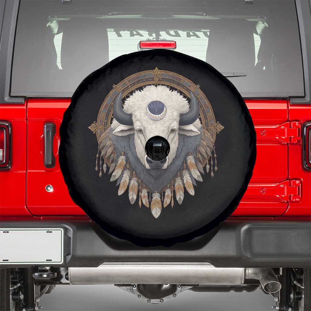 Native American White Buffalo And Eagle Feathers Spare Tire Cover TS11 Black Print Your Wear