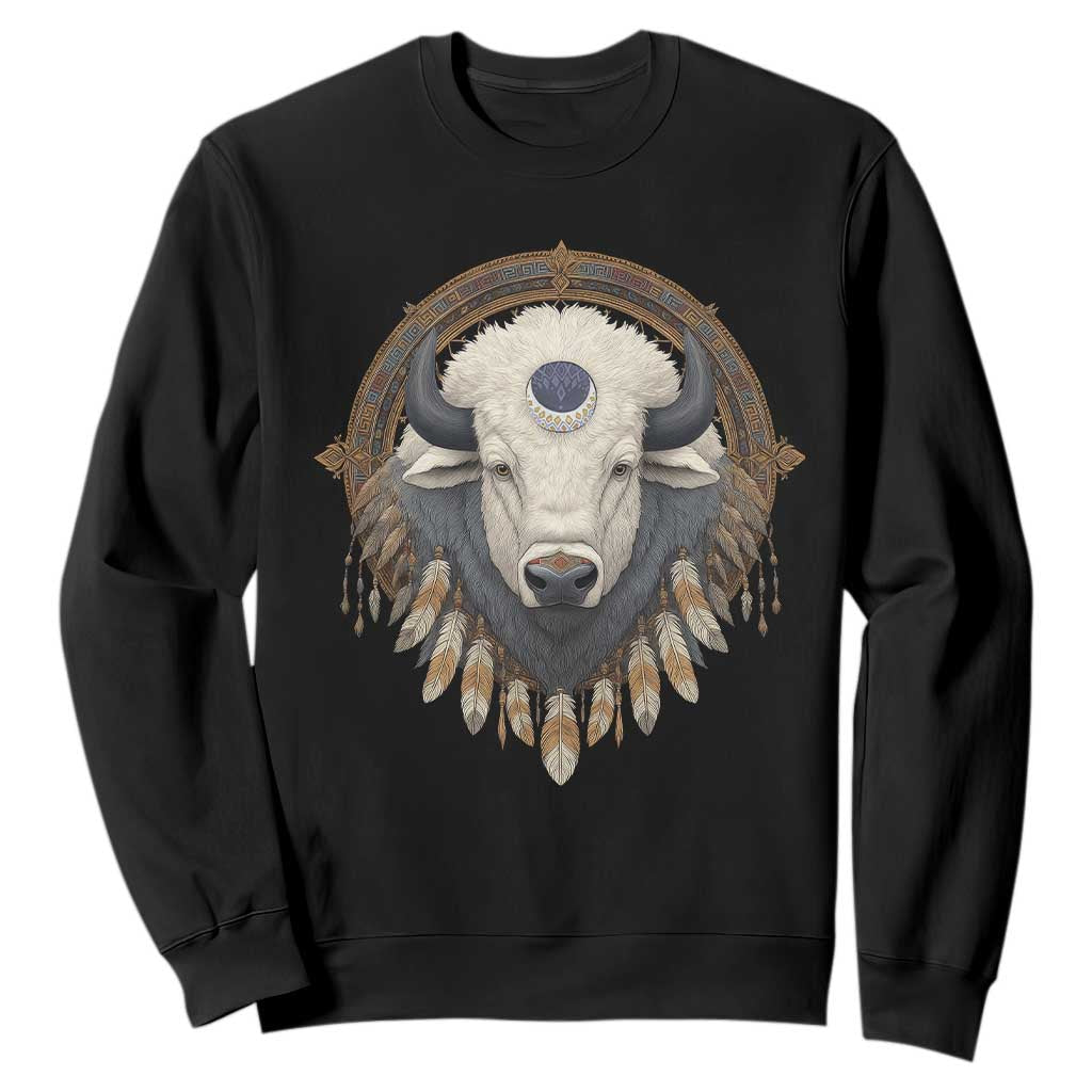 Native American White Buffalo And Eagle Feathers Sweatshirt TS11 Black Print Your Wear