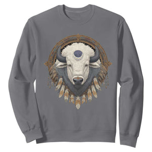 Native American White Buffalo And Eagle Feathers Sweatshirt TS11 Charcoal Print Your Wear