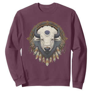 Native American White Buffalo And Eagle Feathers Sweatshirt TS11 Maroon Print Your Wear