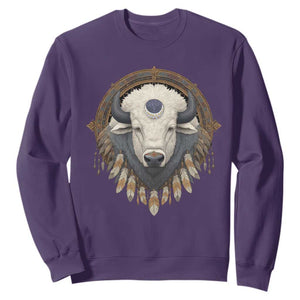 Native American White Buffalo And Eagle Feathers Sweatshirt TS11 Purple Print Your Wear