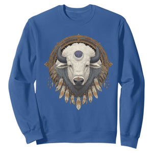Native American White Buffalo And Eagle Feathers Sweatshirt TS11 Royal Blue Print Your Wear