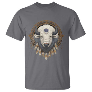 Native American White Buffalo And Eagle Feathers T Shirt TS11 Charcoal Print Your Wear