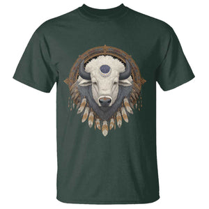 Native American White Buffalo And Eagle Feathers T Shirt TS11 Dark Forest Green Print Your Wear