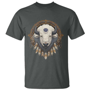 Native American White Buffalo And Eagle Feathers T Shirt TS11 Dark Heather Print Your Wear