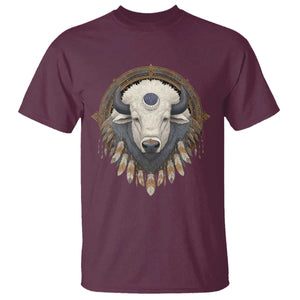 Native American White Buffalo And Eagle Feathers T Shirt TS11 Maroon Print Your Wear