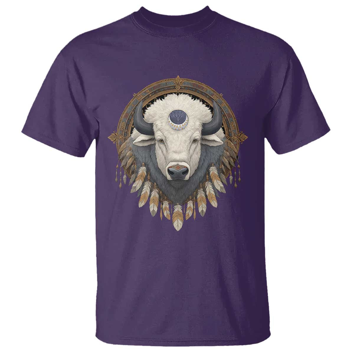 Native American White Buffalo And Eagle Feathers T Shirt TS11 Purple Print Your Wear