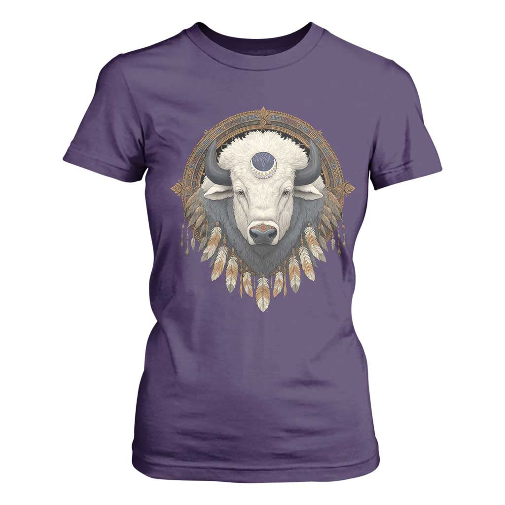 Native American White Buffalo And Eagle Feathers T Shirt For Women TS11 Purple Print Your Wear
