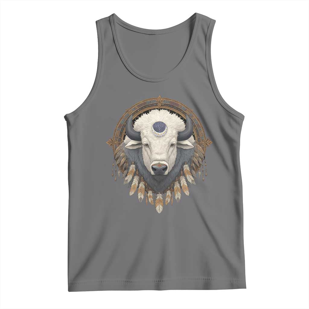 Native American White Buffalo And Eagle Feathers Tank Top TS11 Black Heather Print Your Wear