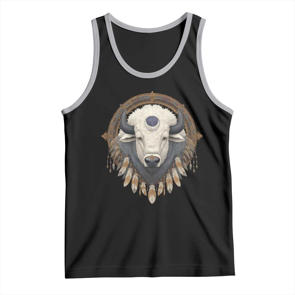 Native American White Buffalo And Eagle Feathers Tank Top TS11 Black Athletic Heather Print Your Wear