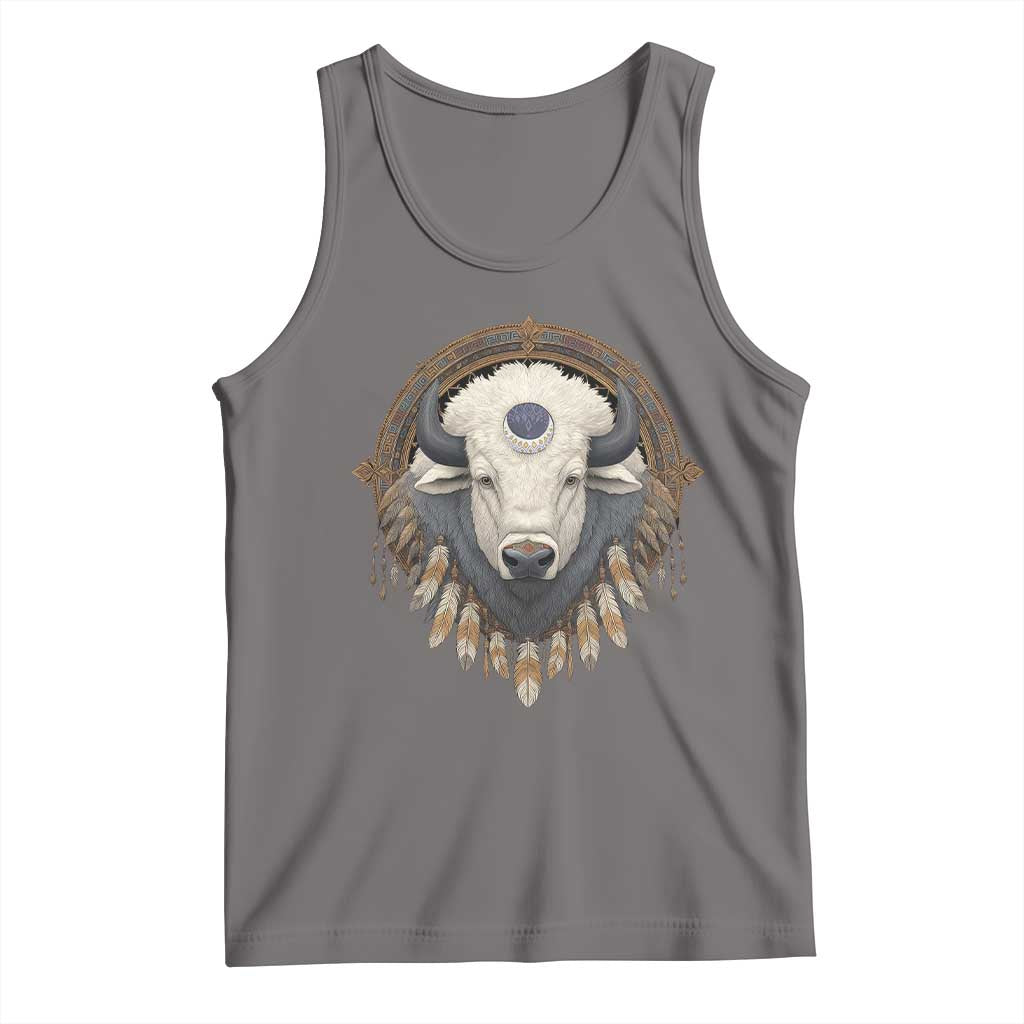 Native American White Buffalo And Eagle Feathers Tank Top TS11 Deep Heather Print Your Wear