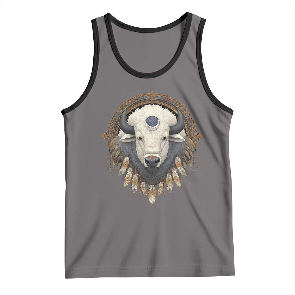 Native American White Buffalo And Eagle Feathers Tank Top TS11 Deep Heather Black Print Your Wear