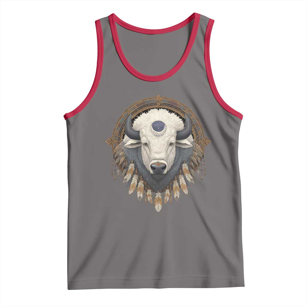 Native American White Buffalo And Eagle Feathers Tank Top TS11 Deep Heather Red Print Your Wear