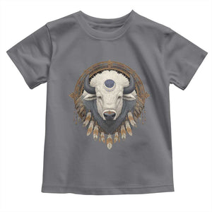 Native American White Buffalo And Eagle Feathers Toddler T Shirt TS11 Charcoal Print Your Wear