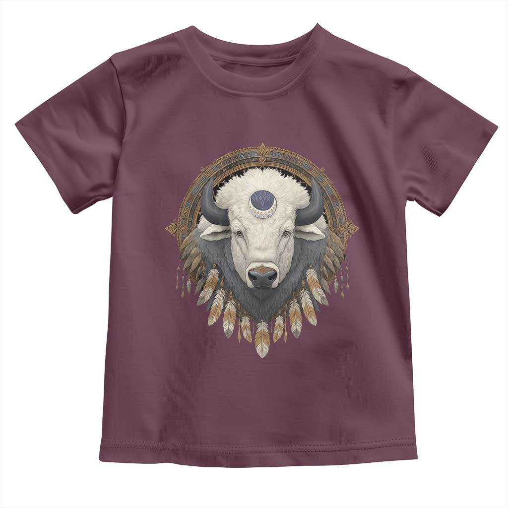 Native American White Buffalo And Eagle Feathers Toddler T Shirt TS11 Maroon Print Your Wear