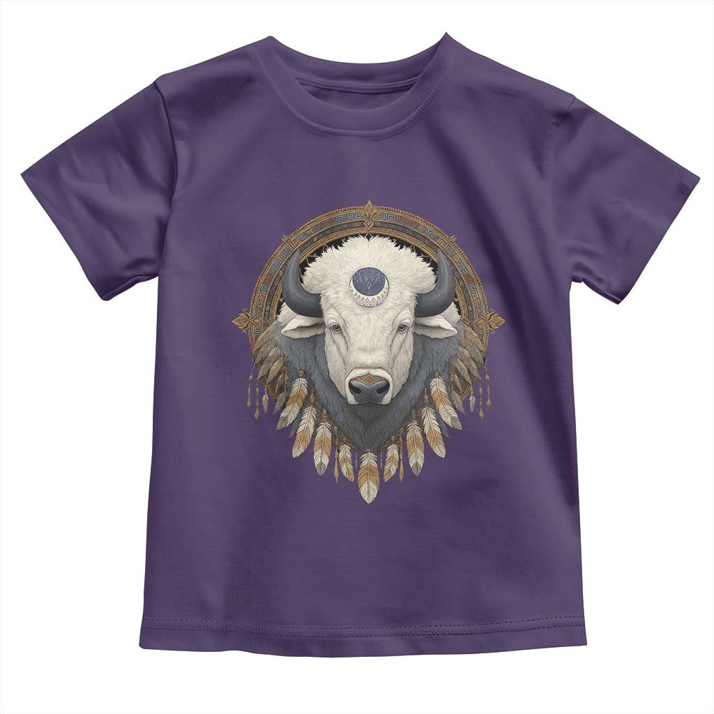 Native American White Buffalo And Eagle Feathers Toddler T Shirt TS11 Purple Print Your Wear