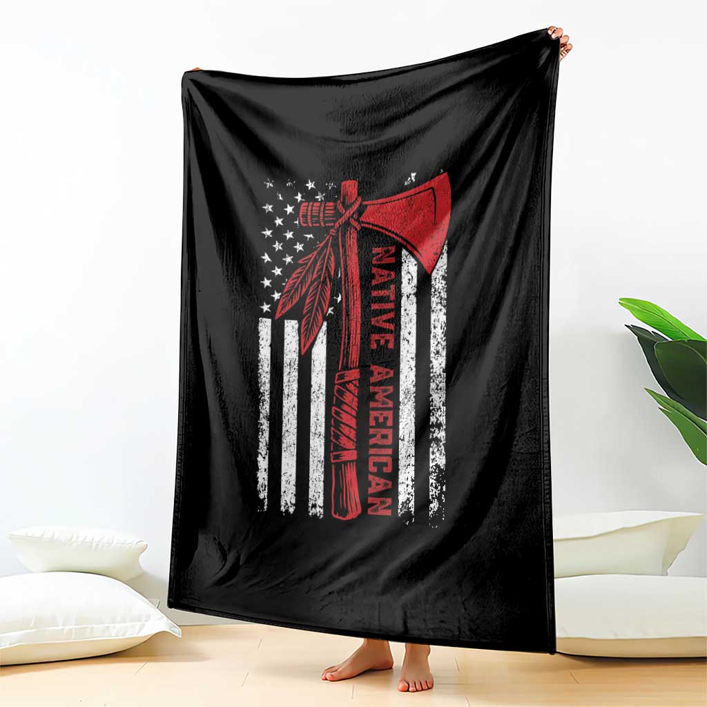 Native American Tomahawk Vintage USA Flag Tribal Tradition Throw Blanket TS11 Print Your Wear