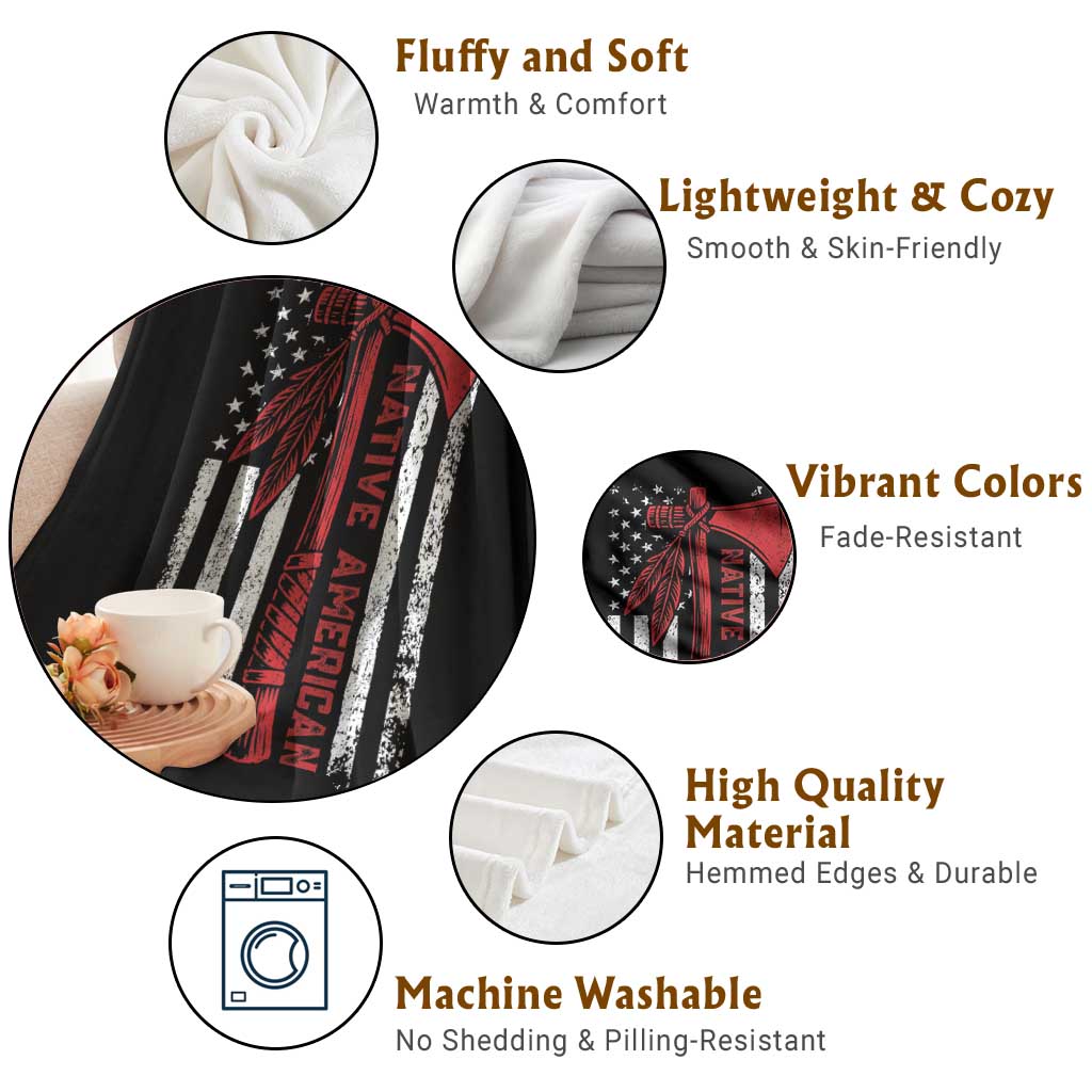 Native American Tomahawk Vintage USA Flag Tribal Tradition Throw Blanket TS11 Print Your Wear