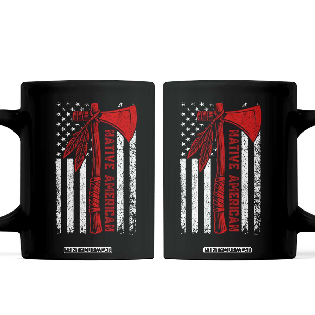 Native American Tomahawk Vintage USA Flag Tribal Tradition Coffee Mug TS11 Black Print Your Wear