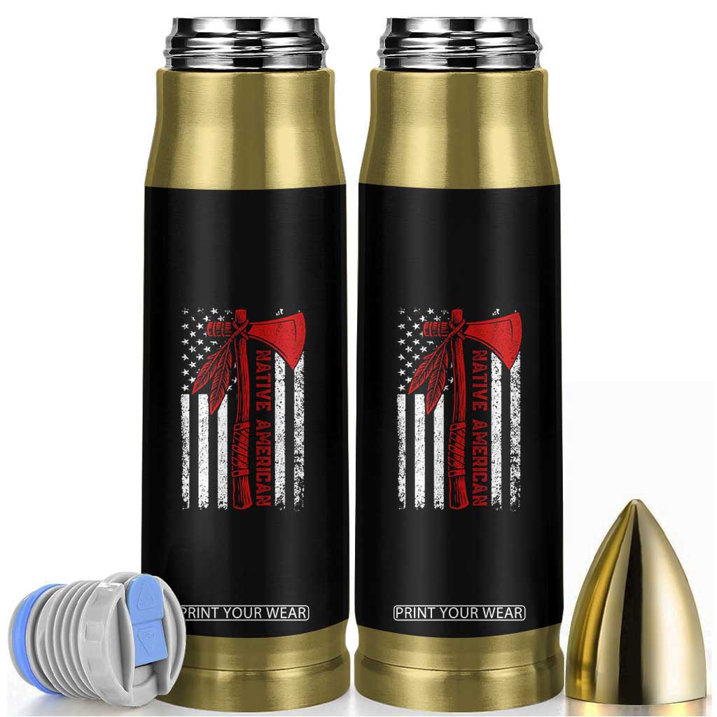 Native American Tomahawk Vintage USA Flag Tribal Tradition Bullet Tumbler TS11 Black Print Your Wear