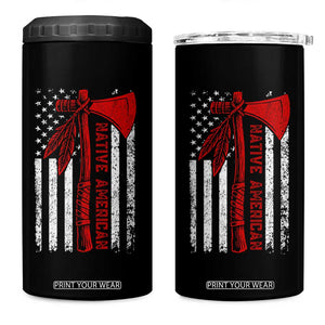 Native American Tomahawk Vintage USA Flag Tribal Tradition 4 in 1 Can Cooler Tumbler TS11 One Size: 16 oz Black Print Your Wear