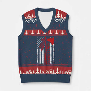Native American Tomahawk Vintage USA Flag Tribal Tradition V-Neck Knit Sweater Vest - Print Your Wear
