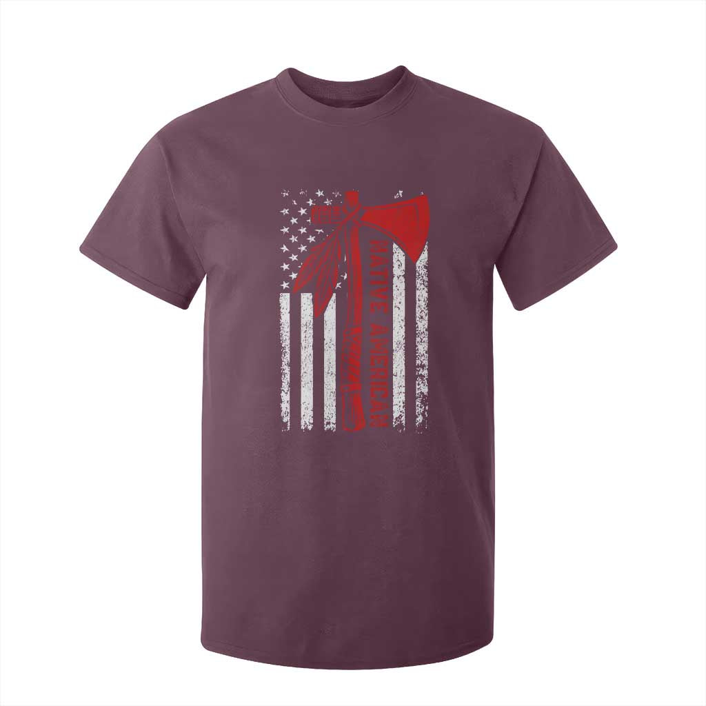 Native American Tomahawk Vintage USA Flag Tribal Tradition T Shirt For Kid TS11 Maroon Print Your Wear