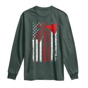 Native American Tomahawk Vintage USA Flag Tribal Tradition Long Sleeve Shirt TS11 Dark Forest Green Print Your Wear