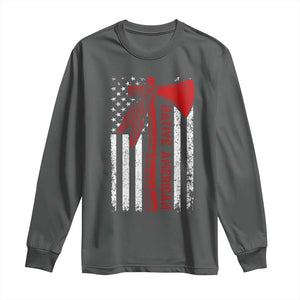 Native American Tomahawk Vintage USA Flag Tribal Tradition Long Sleeve Shirt TS11 Dark Heather Print Your Wear