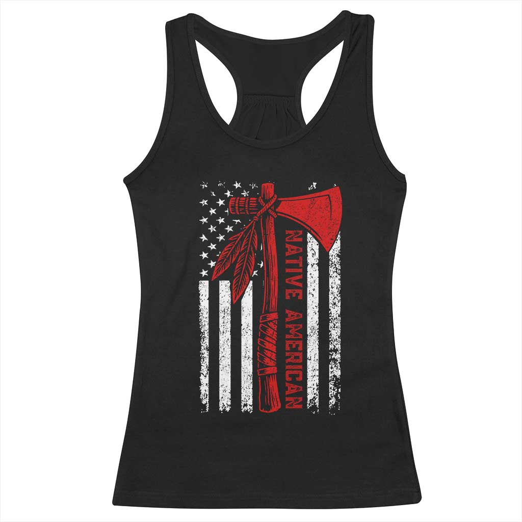 Native American Tomahawk Vintage USA Flag Tribal Tradition Racerback Tank Top TS11 Black Print Your Wear