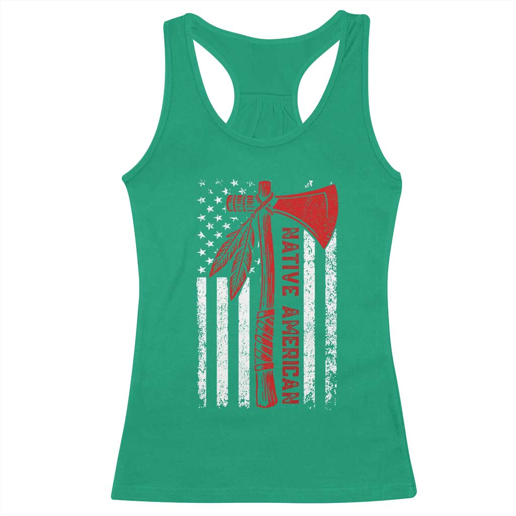 Native American Tomahawk Vintage USA Flag Tribal Tradition Racerback Tank Top TS11 Irish Green Print Your Wear