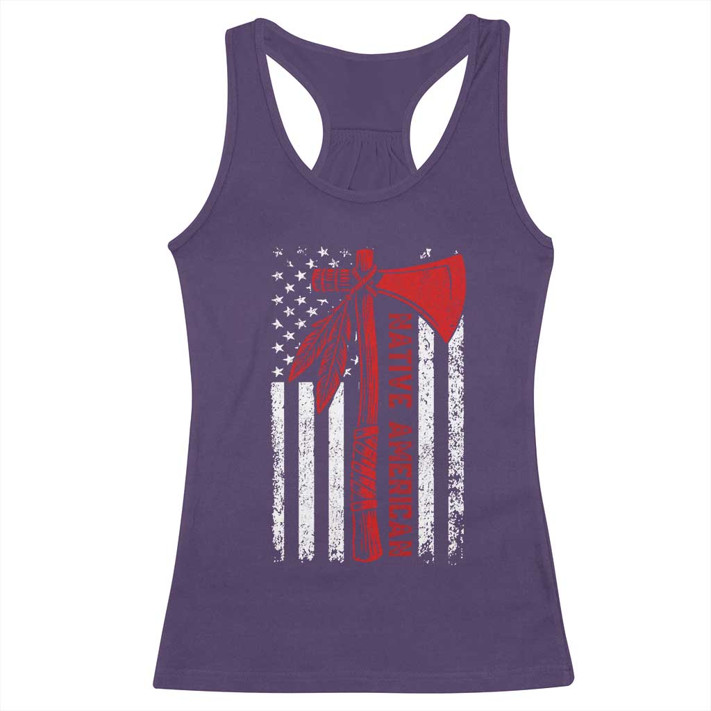 Native American Tomahawk Vintage USA Flag Tribal Tradition Racerback Tank Top TS11 Purple Print Your Wear