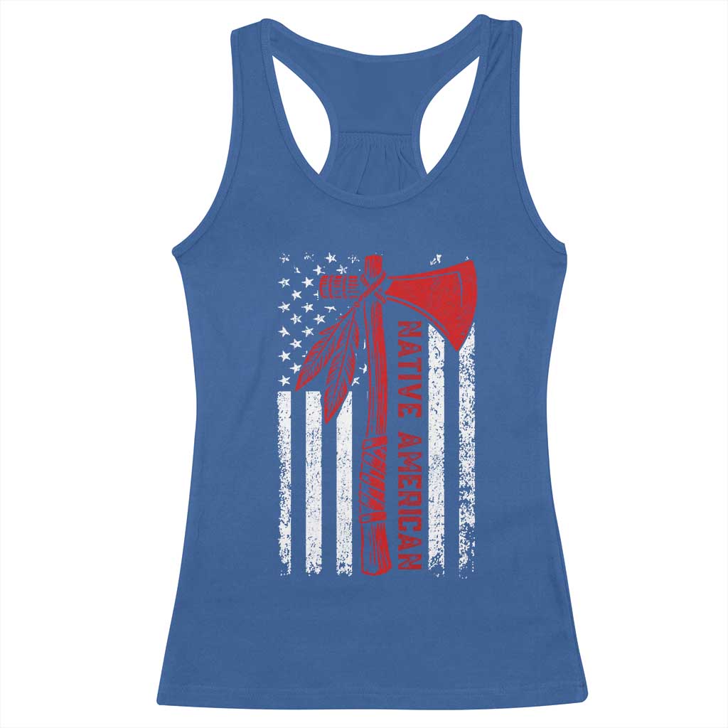 Native American Tomahawk Vintage USA Flag Tribal Tradition Racerback Tank Top TS11 Royal Blue Print Your Wear