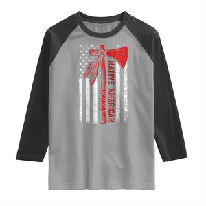 Native American Tomahawk Vintage USA Flag Tribal Tradition Raglan Shirt TS11 Sport Gray Black Print Your Wear