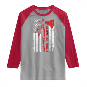 Native American Tomahawk Vintage USA Flag Tribal Tradition Raglan Shirt TS11 Sport Gray Red Print Your Wear