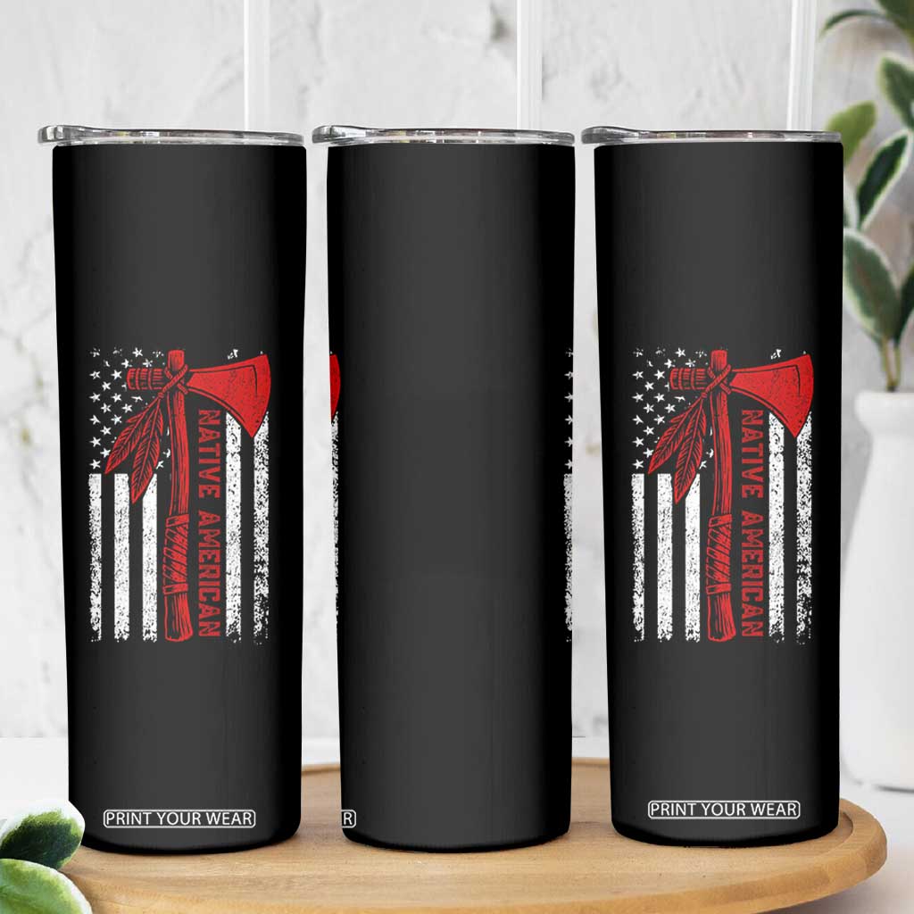 Native American Tomahawk Vintage USA Flag Tribal Tradition Skinny Tumbler TS11 Print Your Wear